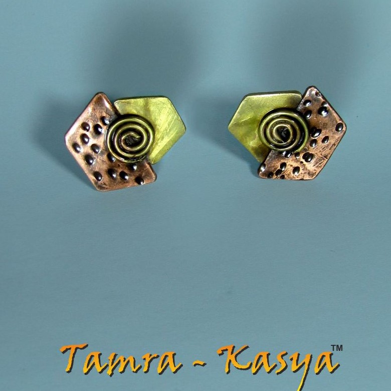 E14-2 Boat with Spiral earrings