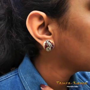 Brass leaf On copper Stud