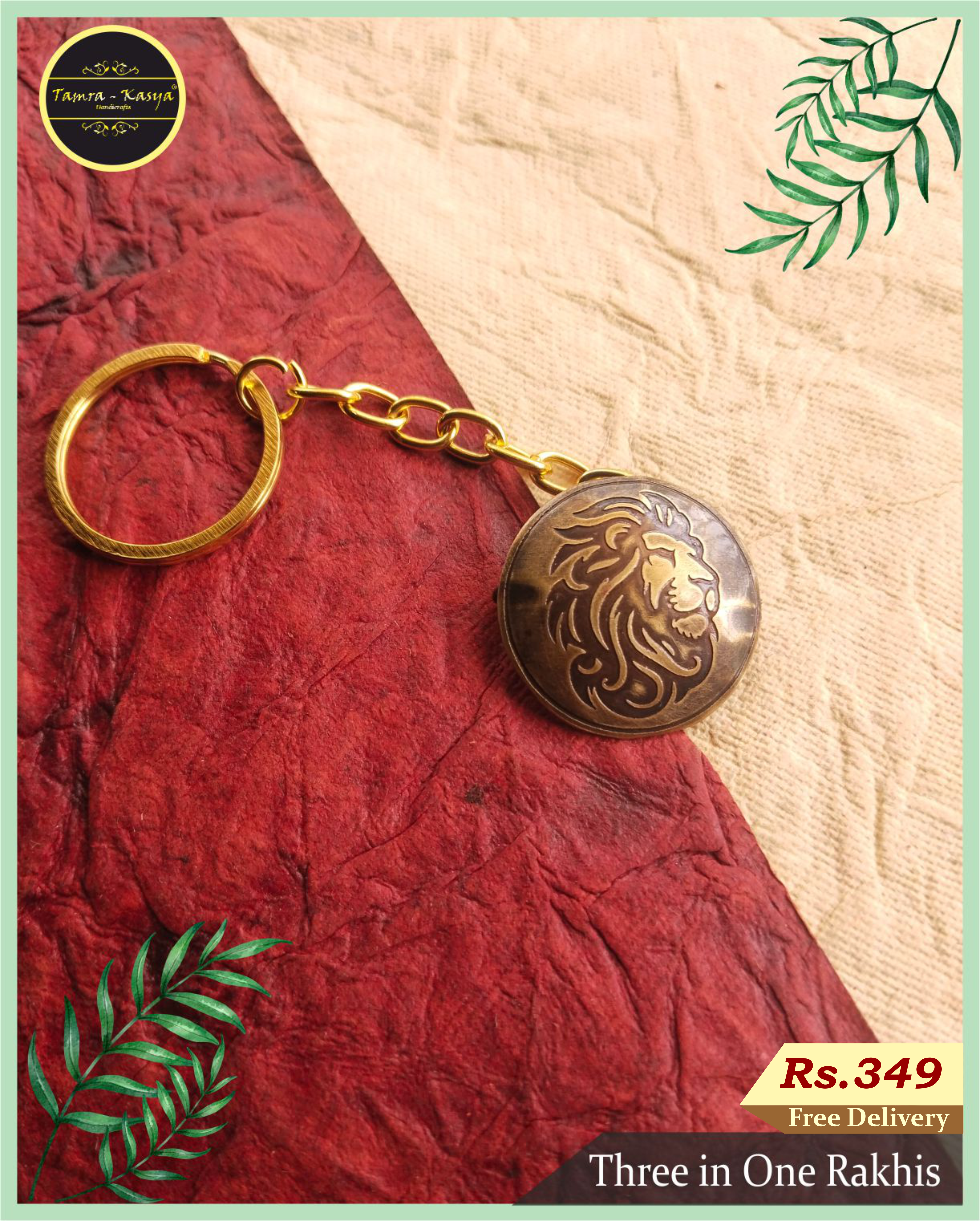 Lion rakhi03 Lion Rakhi handcrafted by brass by Tamra-kasya