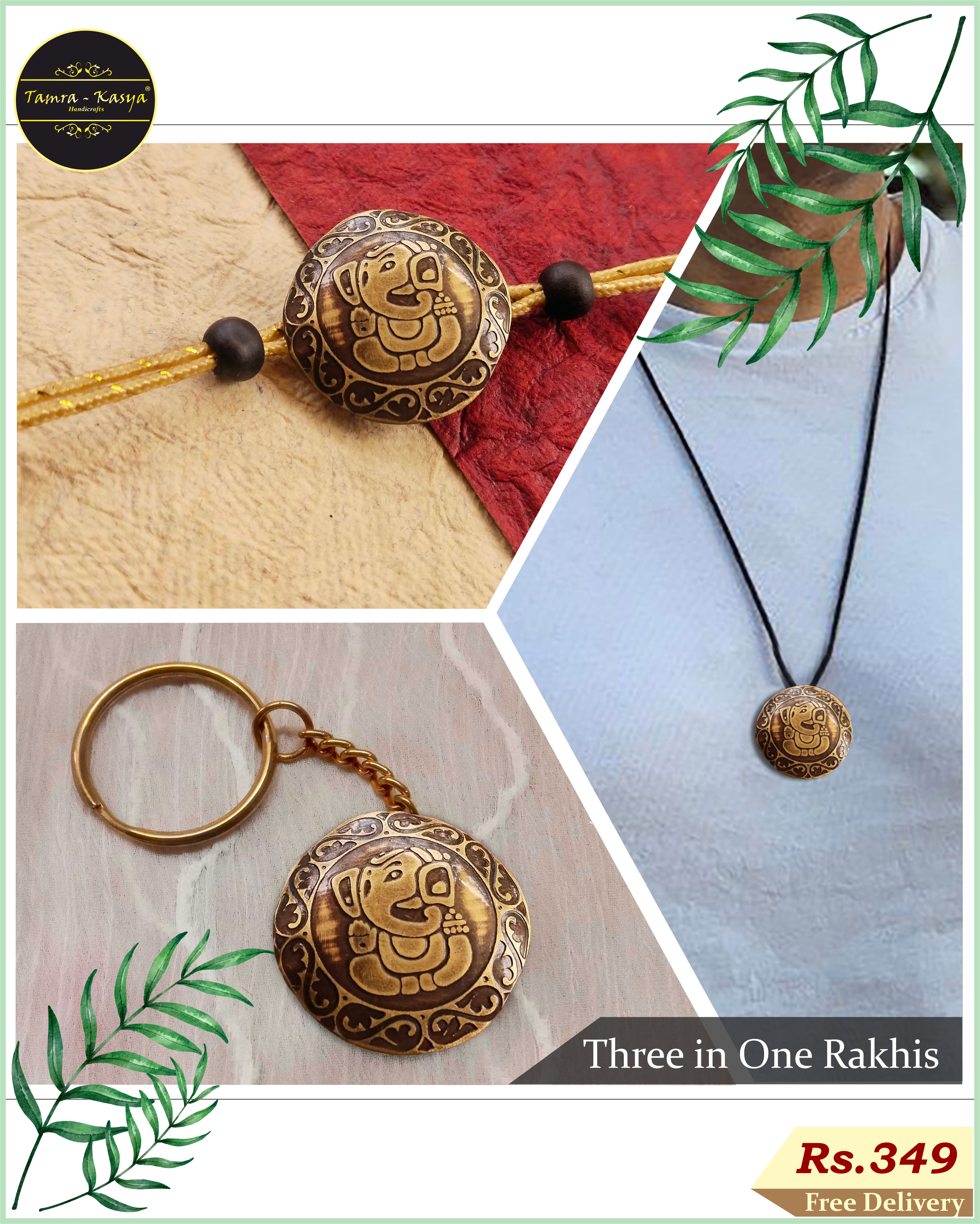brass ganesha01 BRASS GANESHA RAKHI BY TAMRA-KASYA